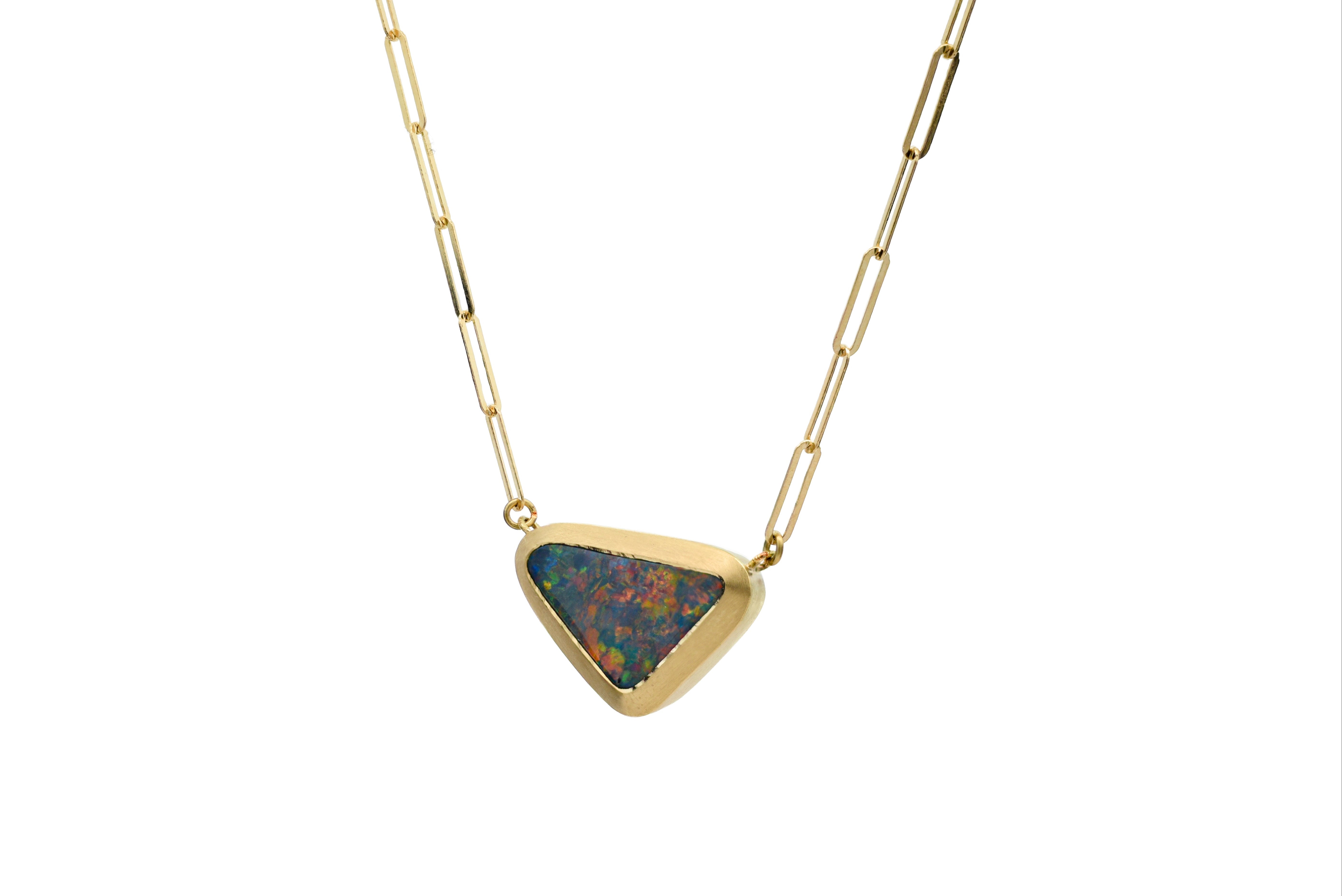 18ct Yellow Gold black opal pendent