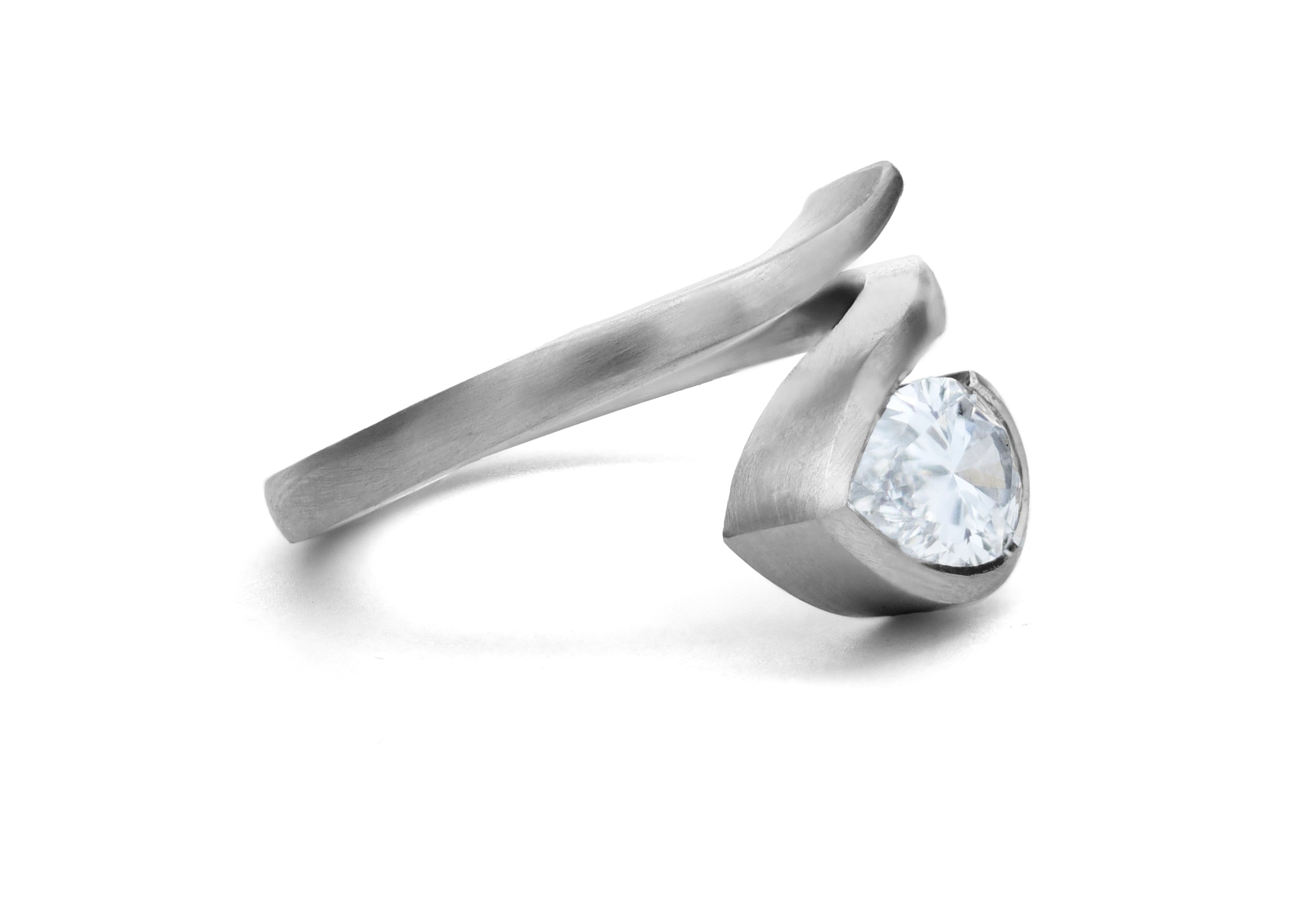 White diamond and platinum 'Twist' engagement ring