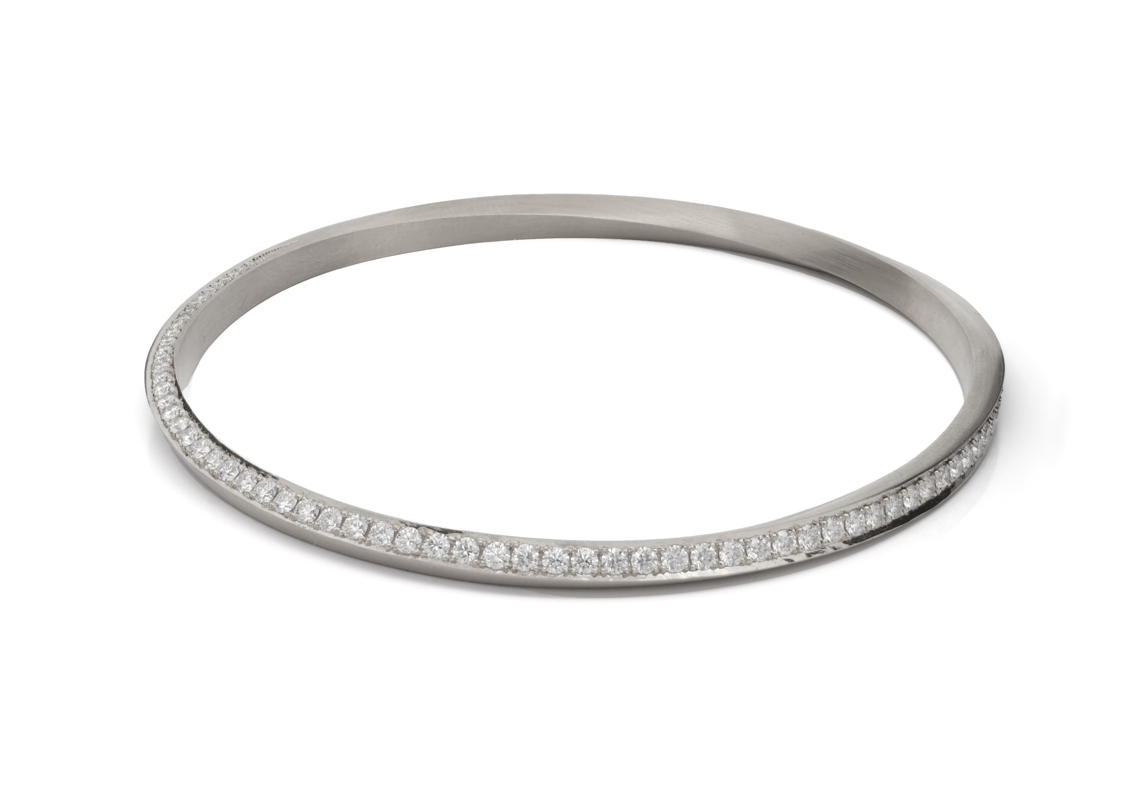 Platinum Diamond Set Mobius Bangle