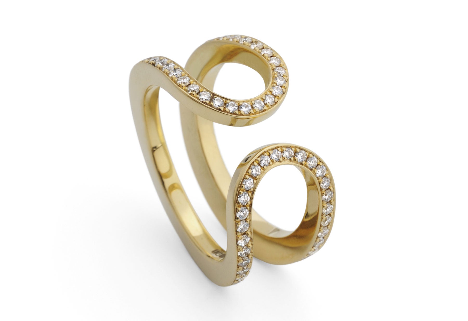 18ct yellow gold pave diamond horseshoe ring
