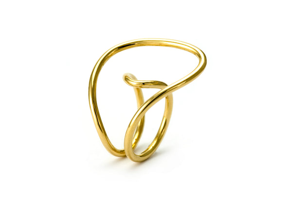 Hot off the bench: Gold wire two finger ring