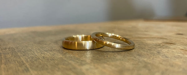 18ct yellow gold recycled wedding rings