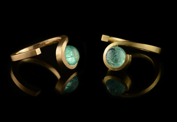 Paraiba tourmaline and 18 carat gold Twist rings