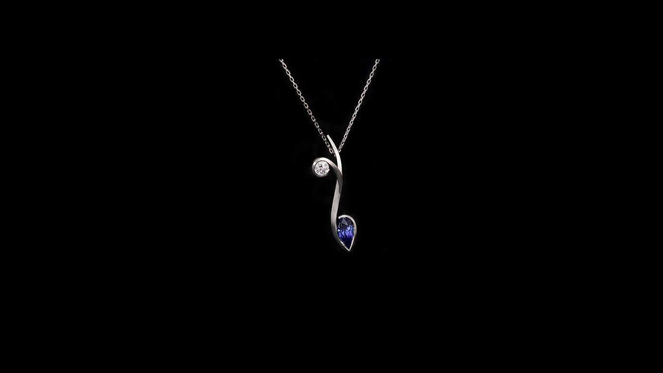 Bespoke Tanzanite and diamond pendant