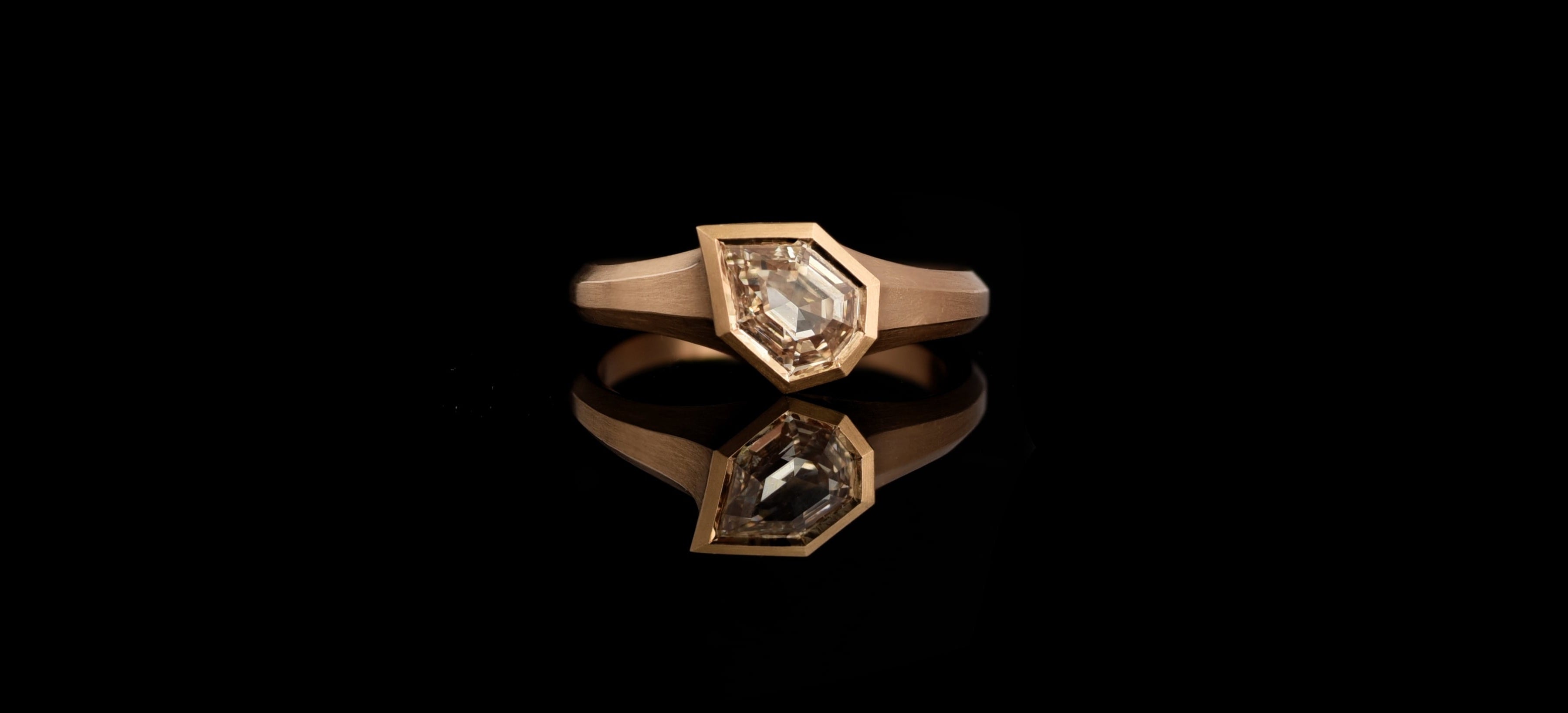 Empress Cut .94 carat Champagne Diamond Rose Gold