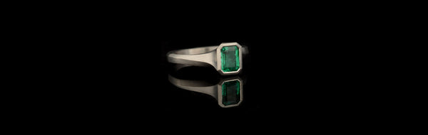 Emerald Cut Emerald Platinum Arris Engagement Ring