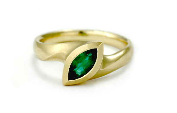 Marquise emerald engagement ring commission