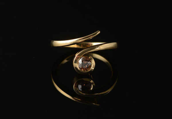 Forged gold and cognac diamond ring commission