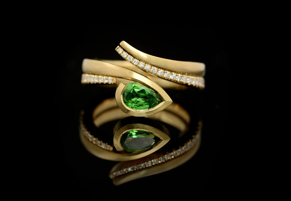 Green Garnet 'Twist' Ring Commission