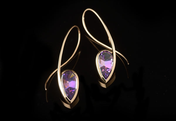 Forged rose gold and amethyst earrings
