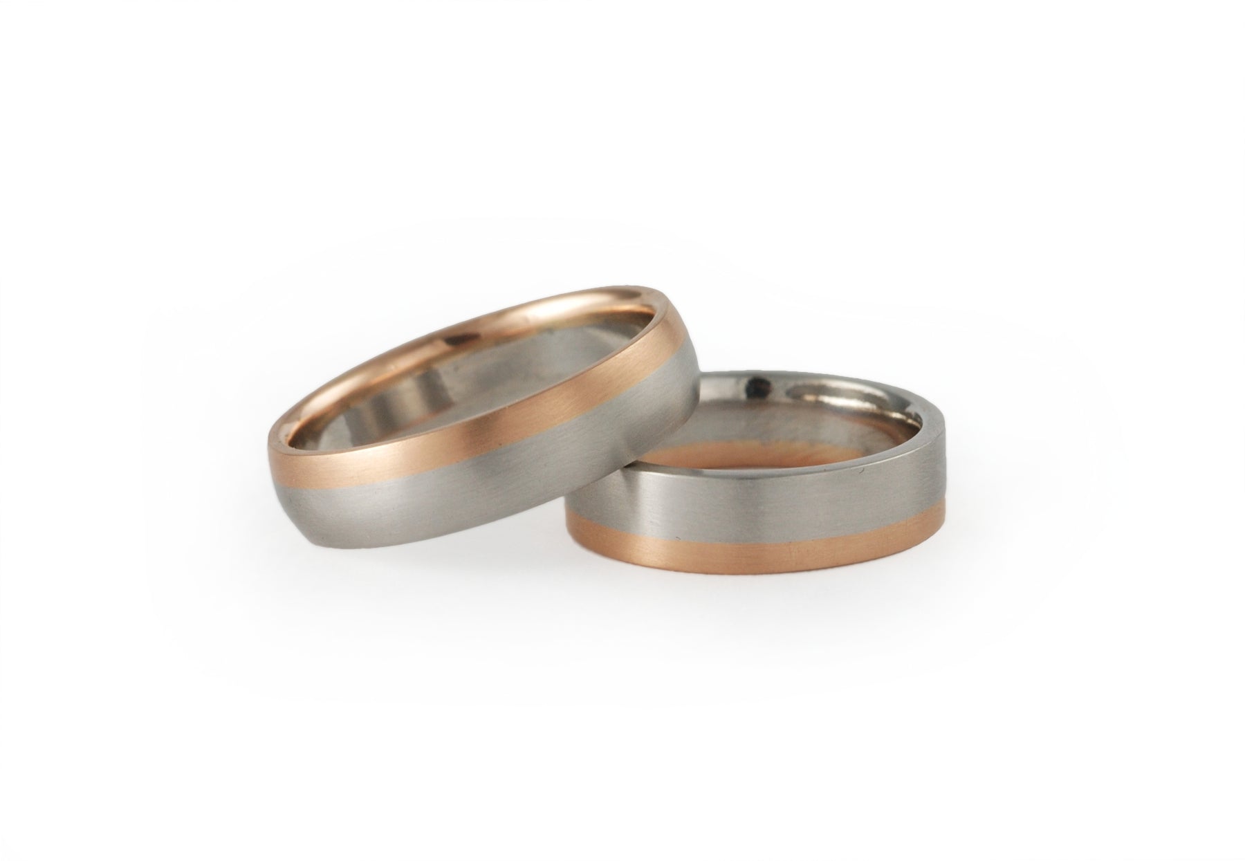 Platinum and Rose Gold Wedding Band Set