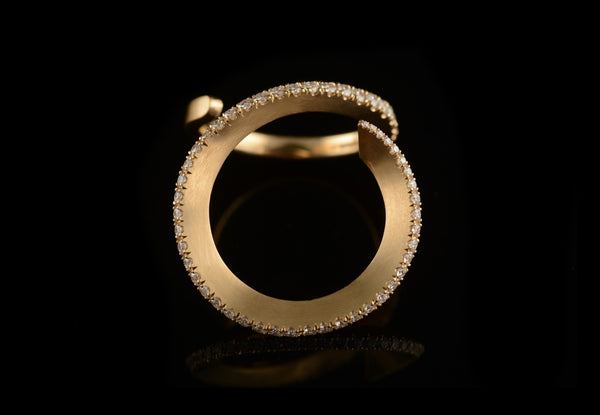 Hand-forged rose gold and pave diamond cocktail ring