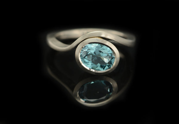 Blue tourmaline and white gold Balance ring