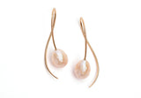 18 carat gold and faceted pink freshwater pearl drop earrings