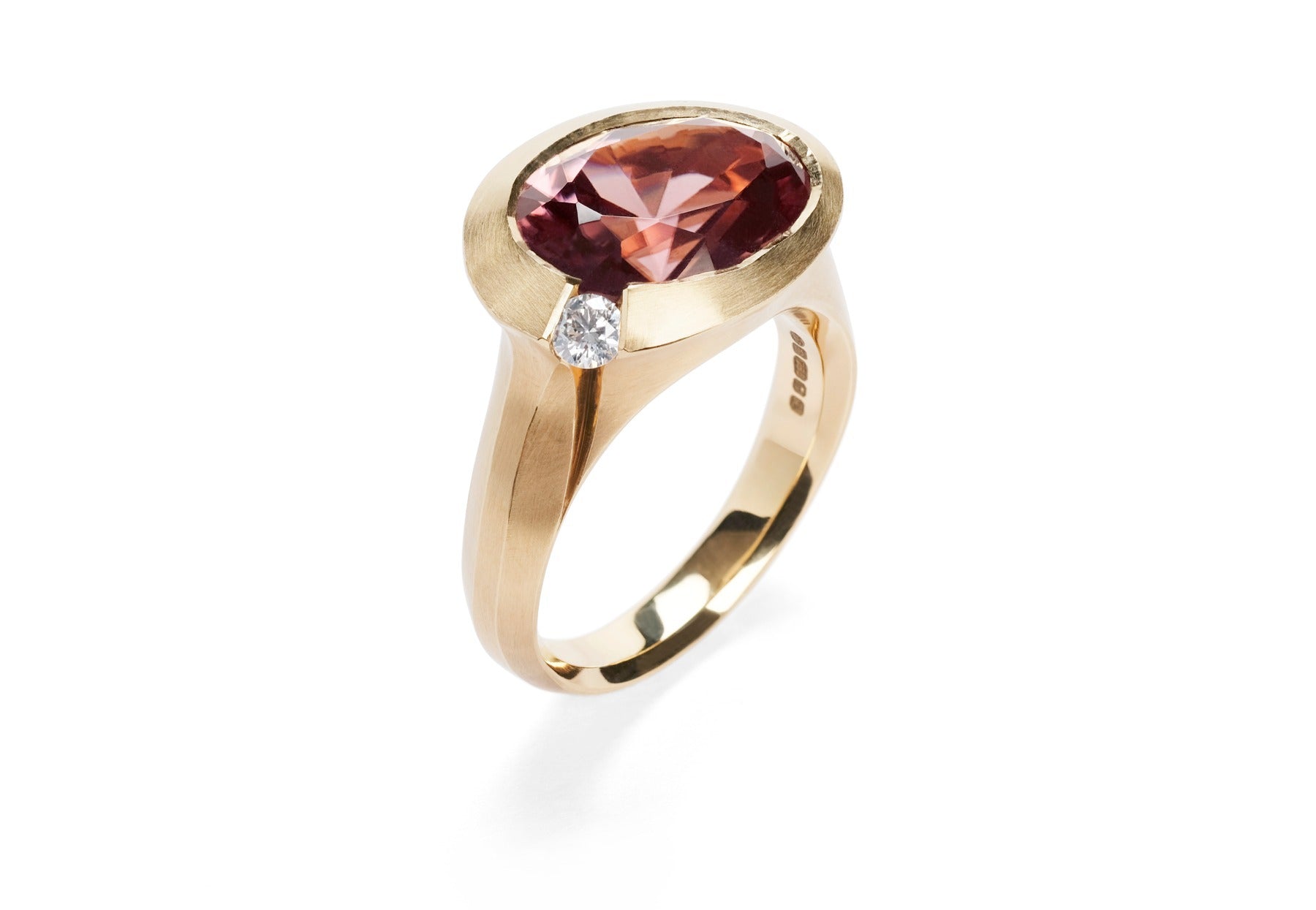 Arris zircon and white diamond rose gold ring 
