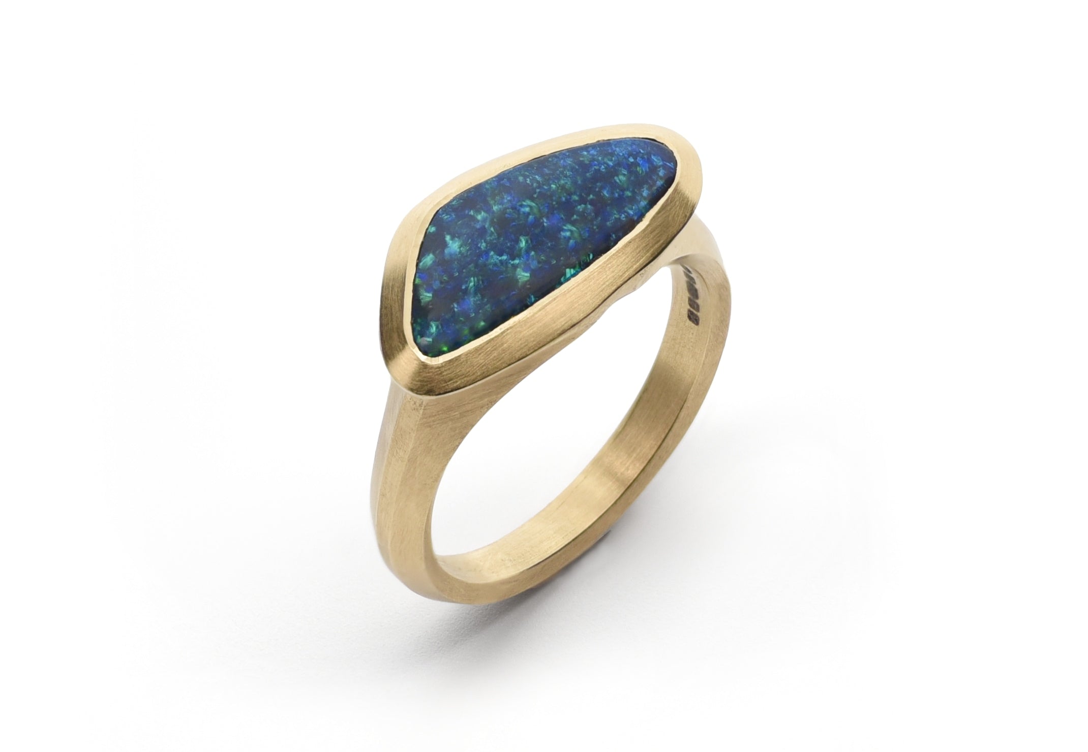 18ct Yellow Gold Freeform Black Opal Arris Ring