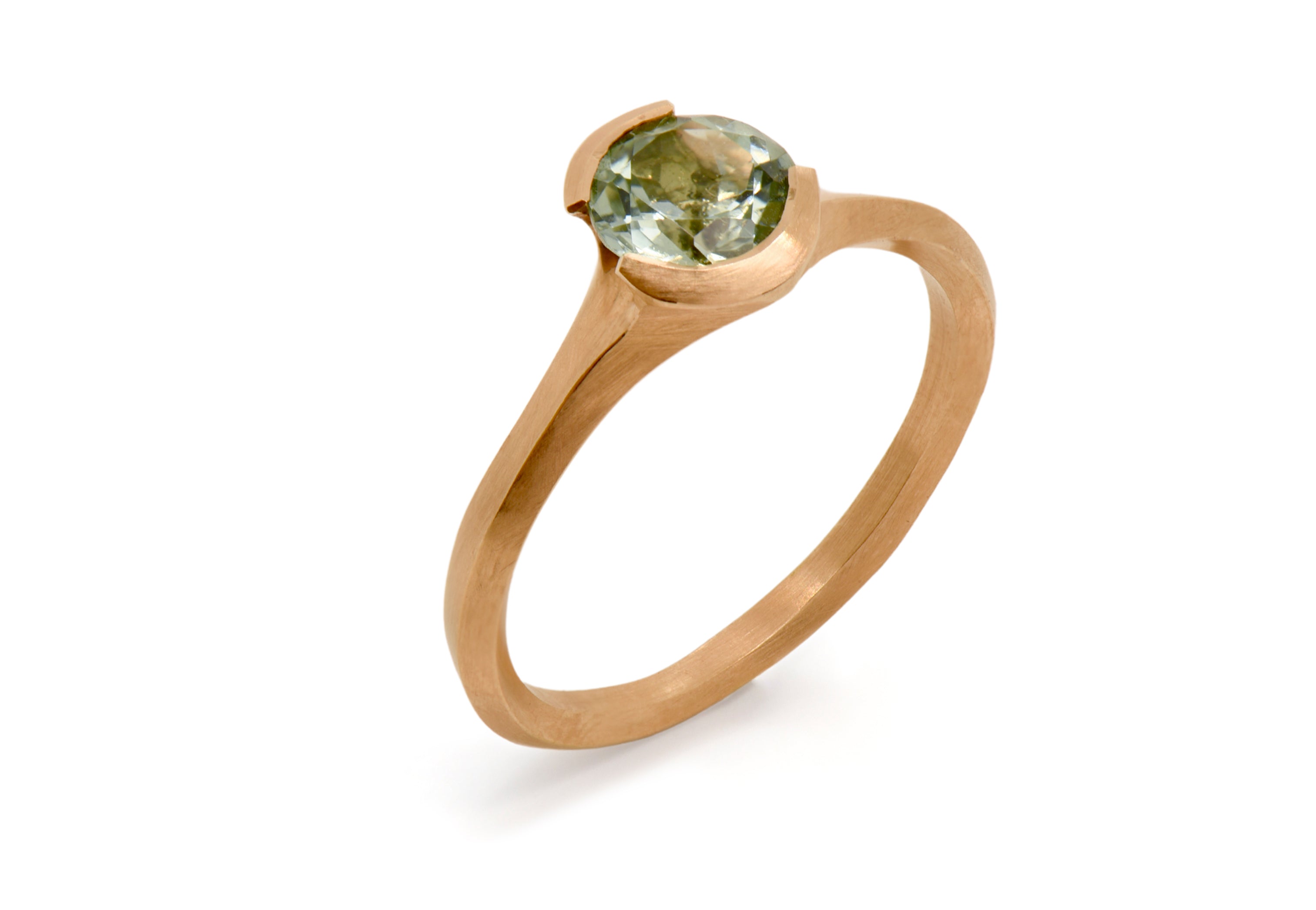 18ct Rose Gold Sea-foam Tourmaline Arris Ring