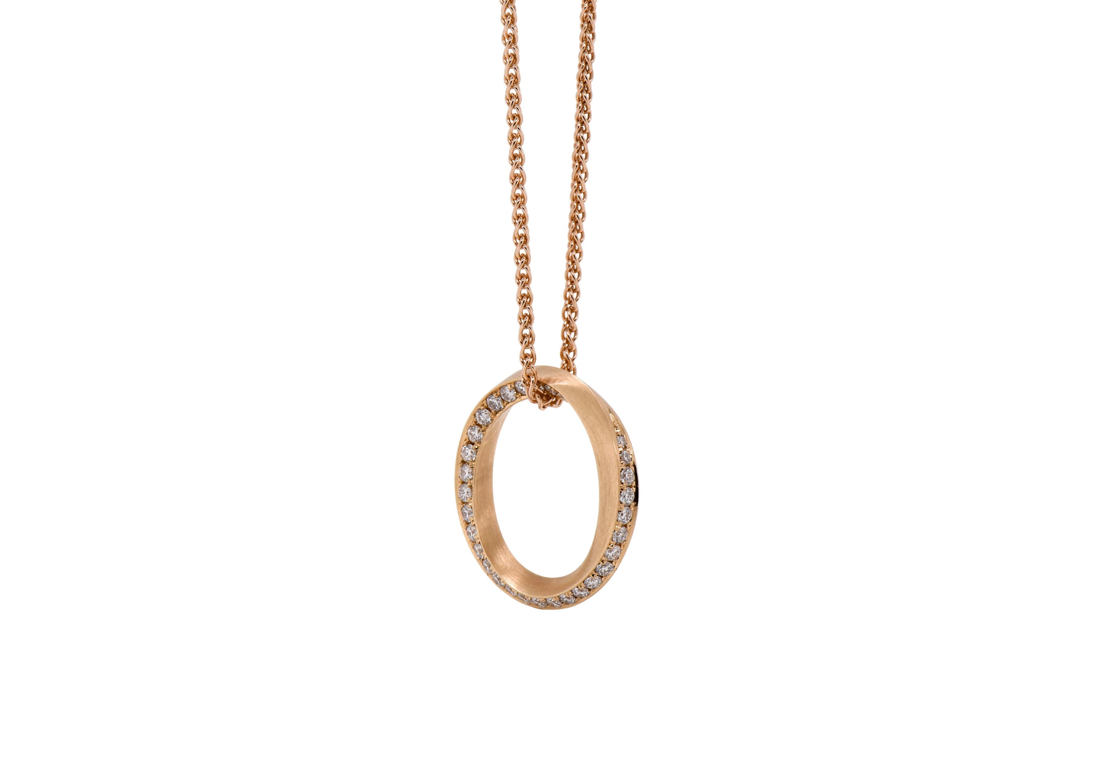 18ct Gold Diamond Mini Mobius Circle Pendant