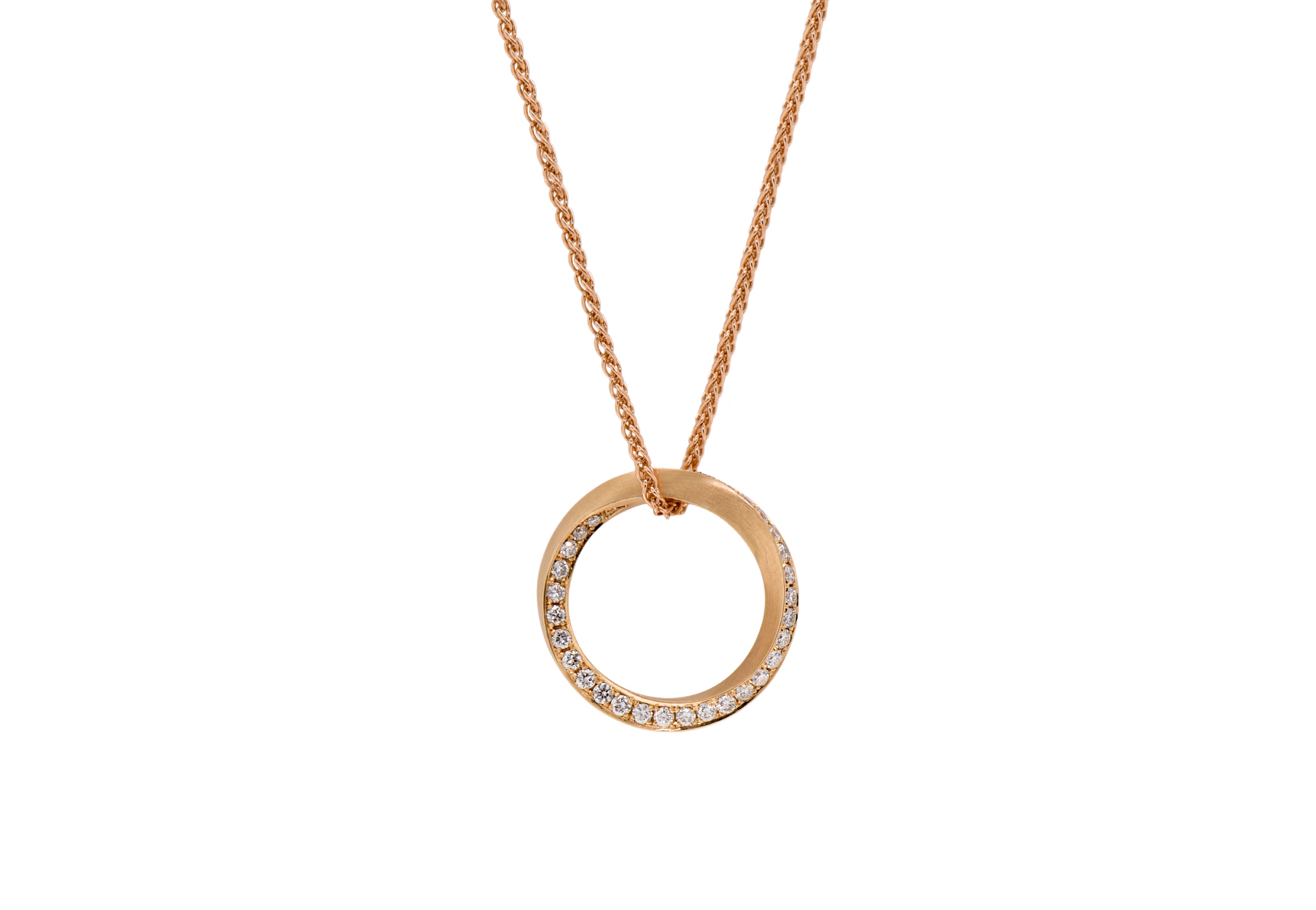 18ct Gold Diamond Mini Mobius Circle Pendant