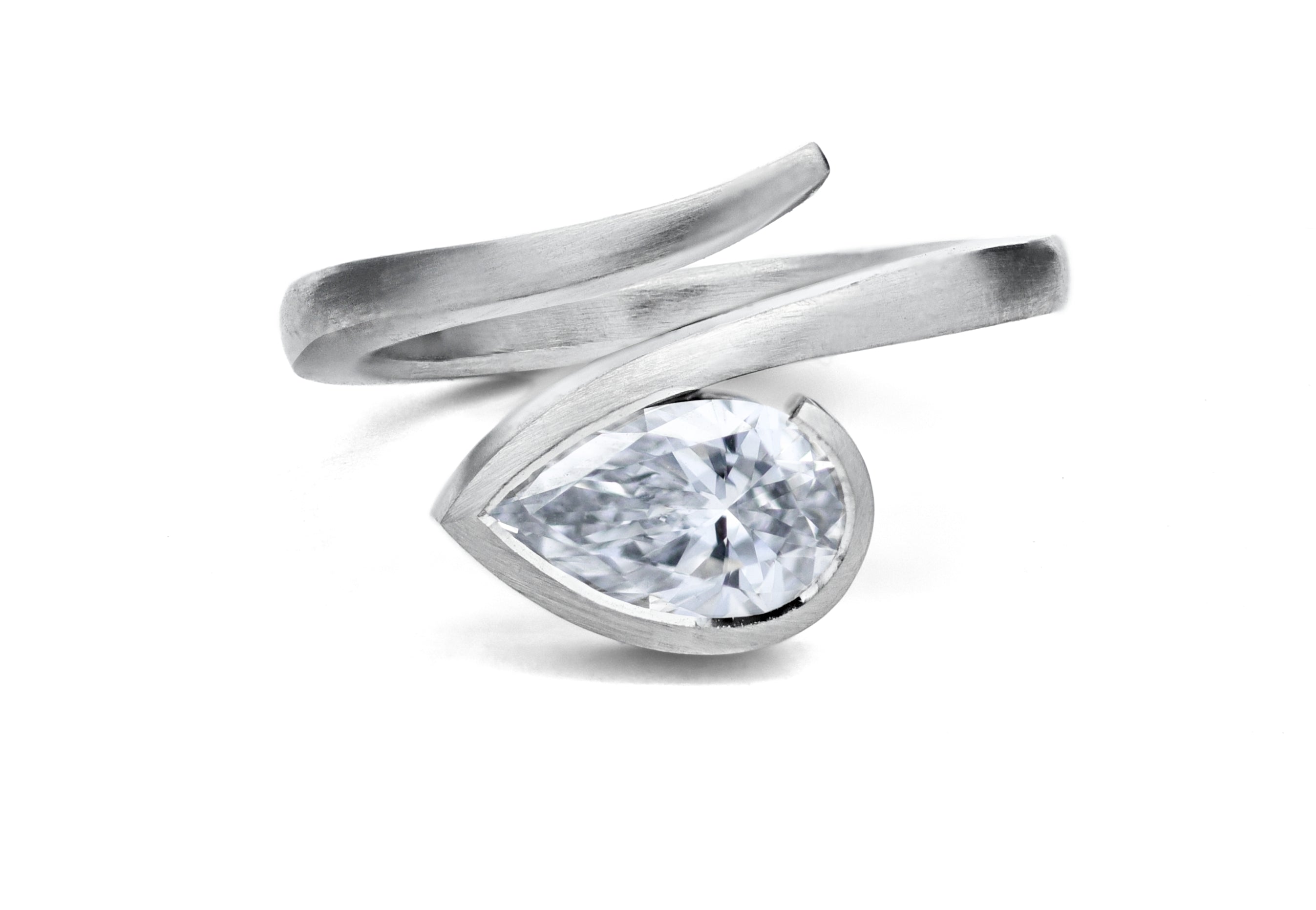 White diamond and platinum 'Twist' engagement ring