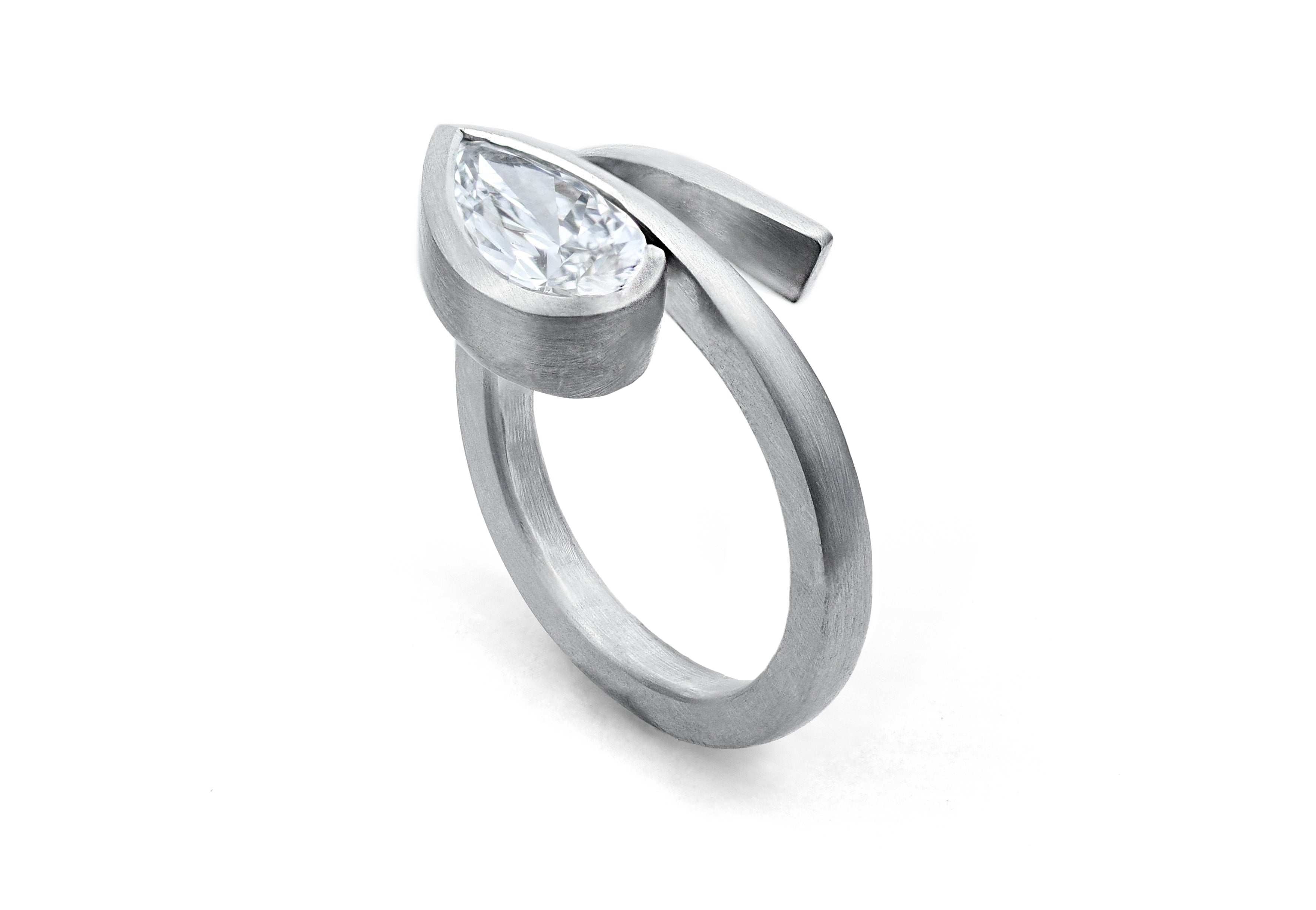 White diamond and platinum 'Twist' engagement ring