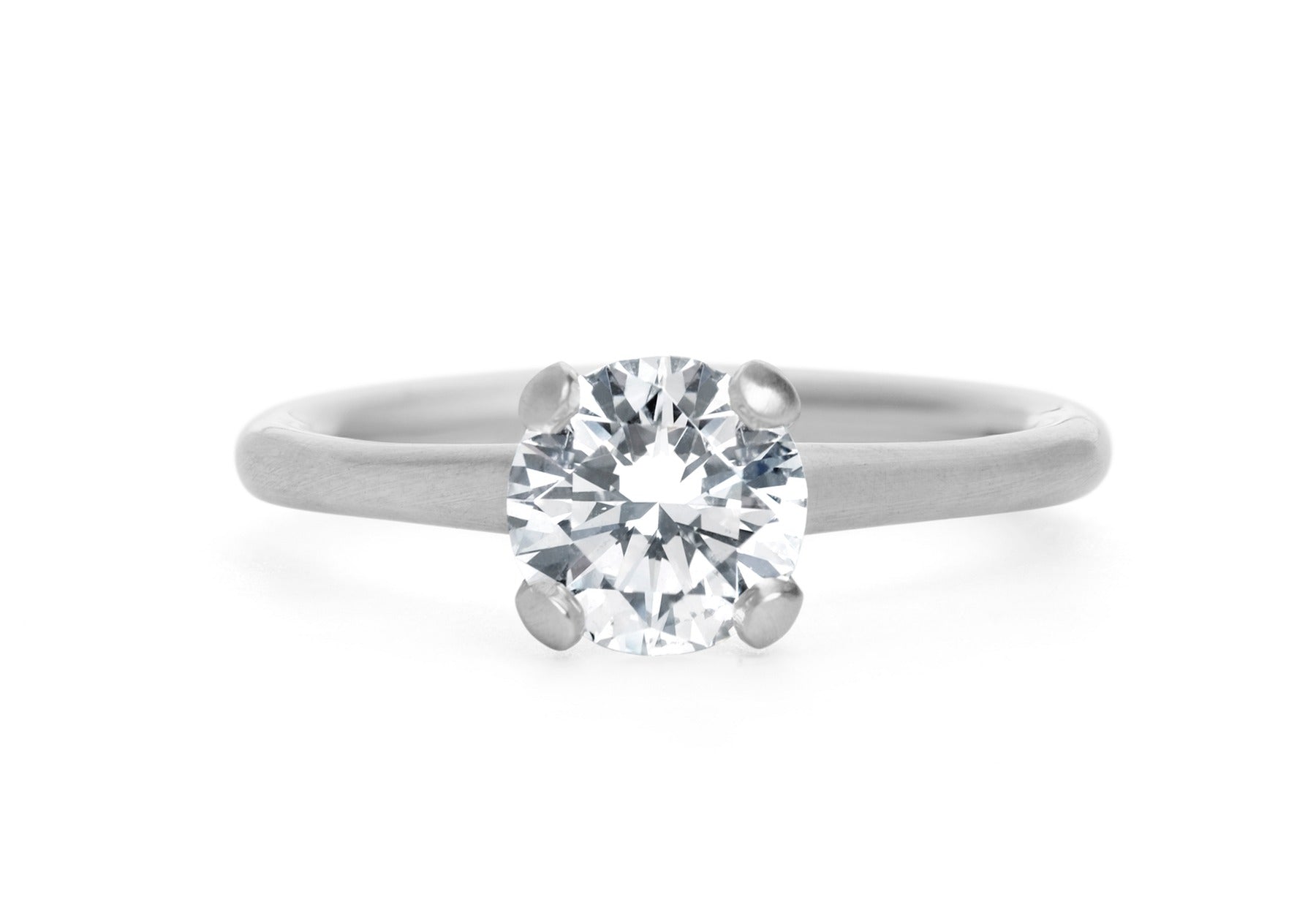 4 claw white diamond platinum engagement ring
