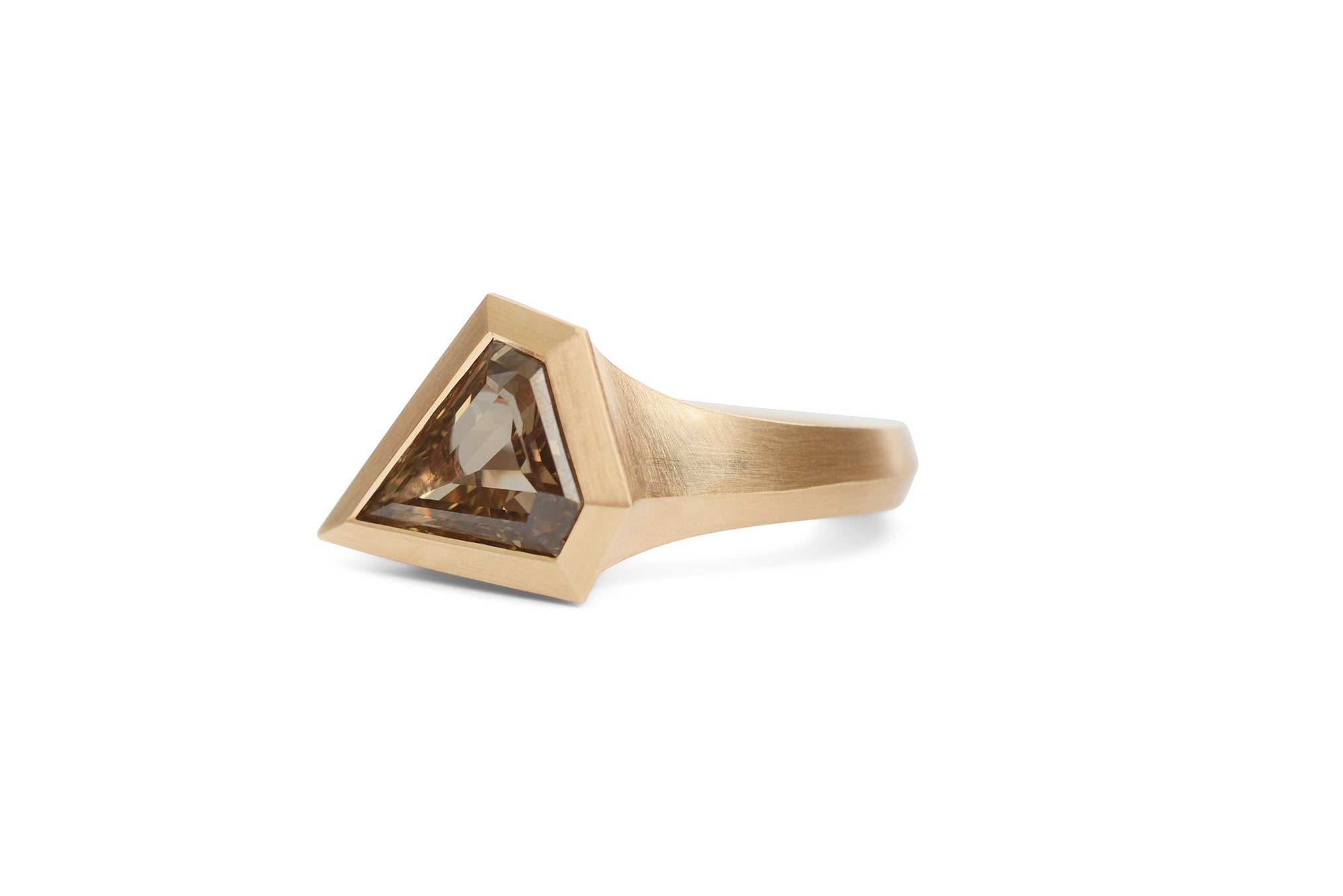 18ct Rose Gold Shield Cognac Diamond Aegis Ring