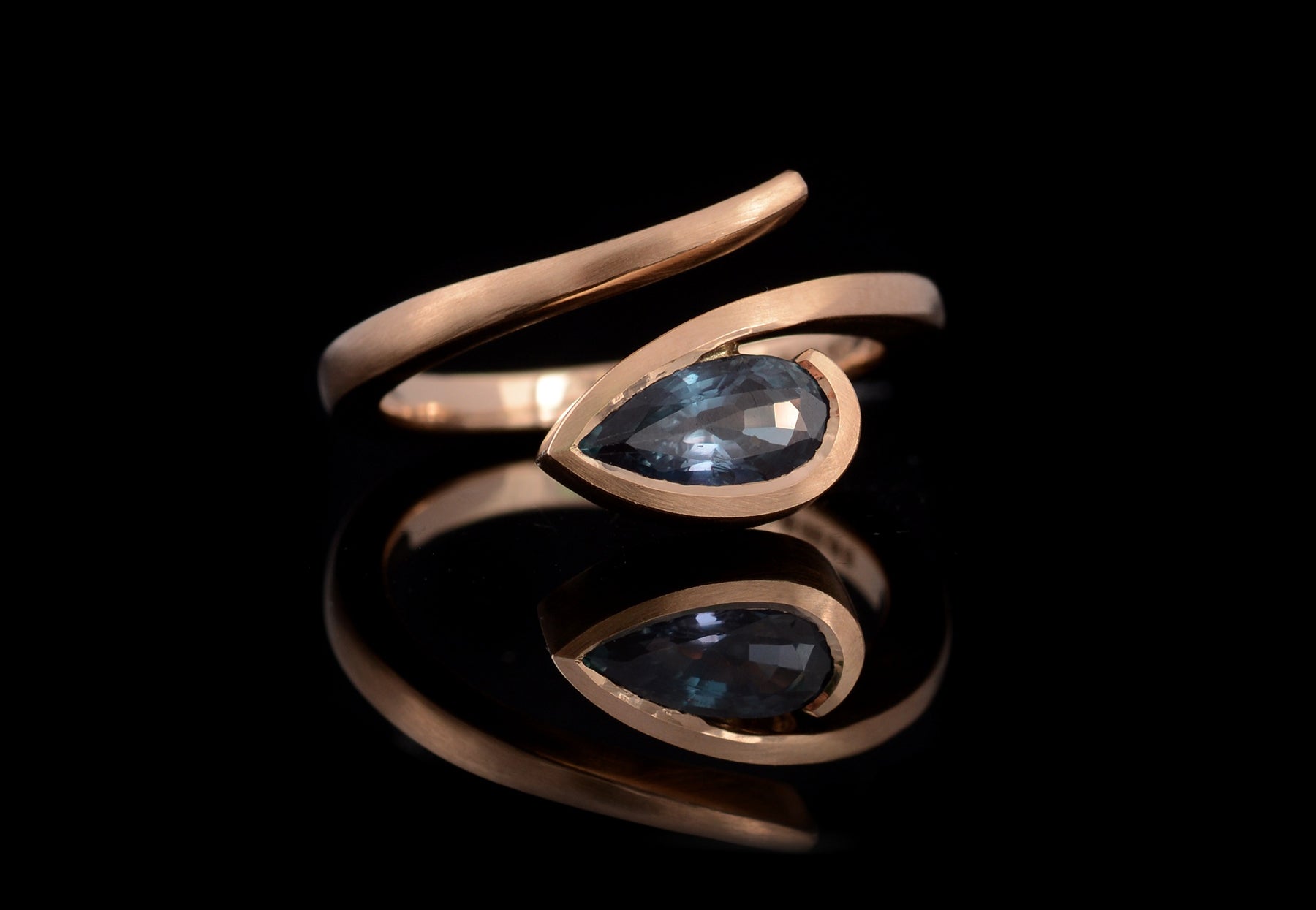 Twist alexandrite rose gold engagement ring