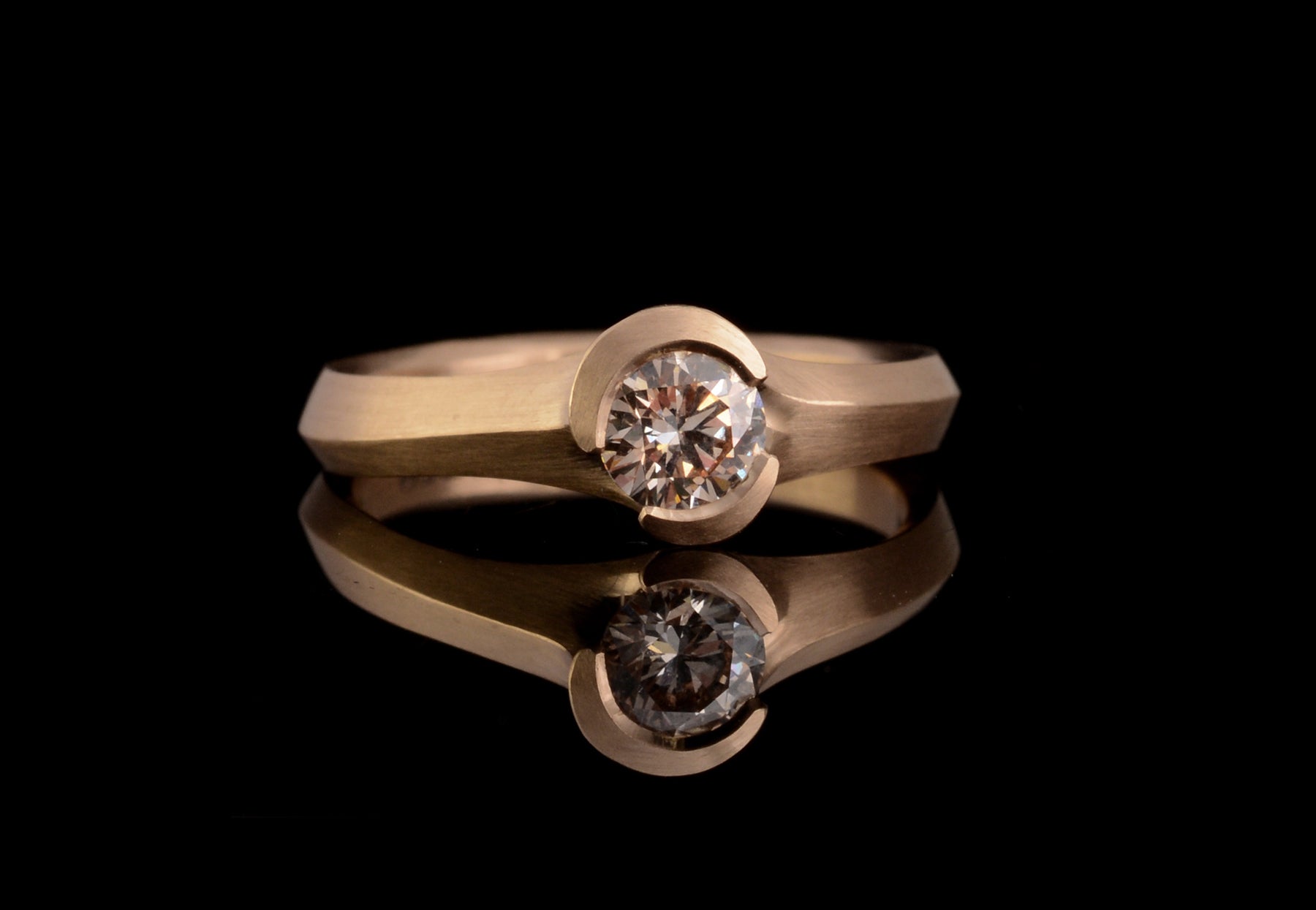 Arris cognac diamond rose gold engagement ring