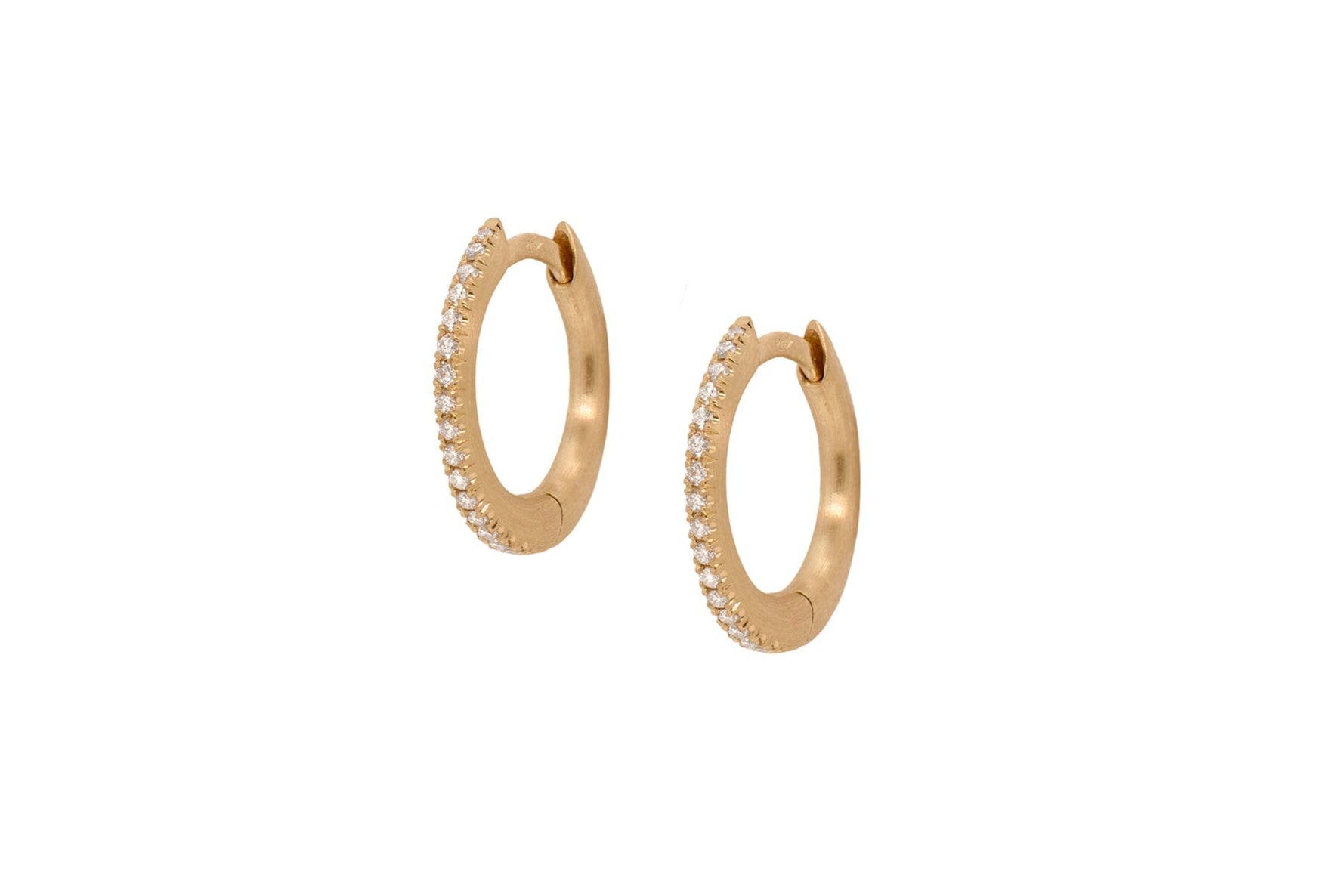 18ct Gold Castelle Set Diamond Huggie Hoops