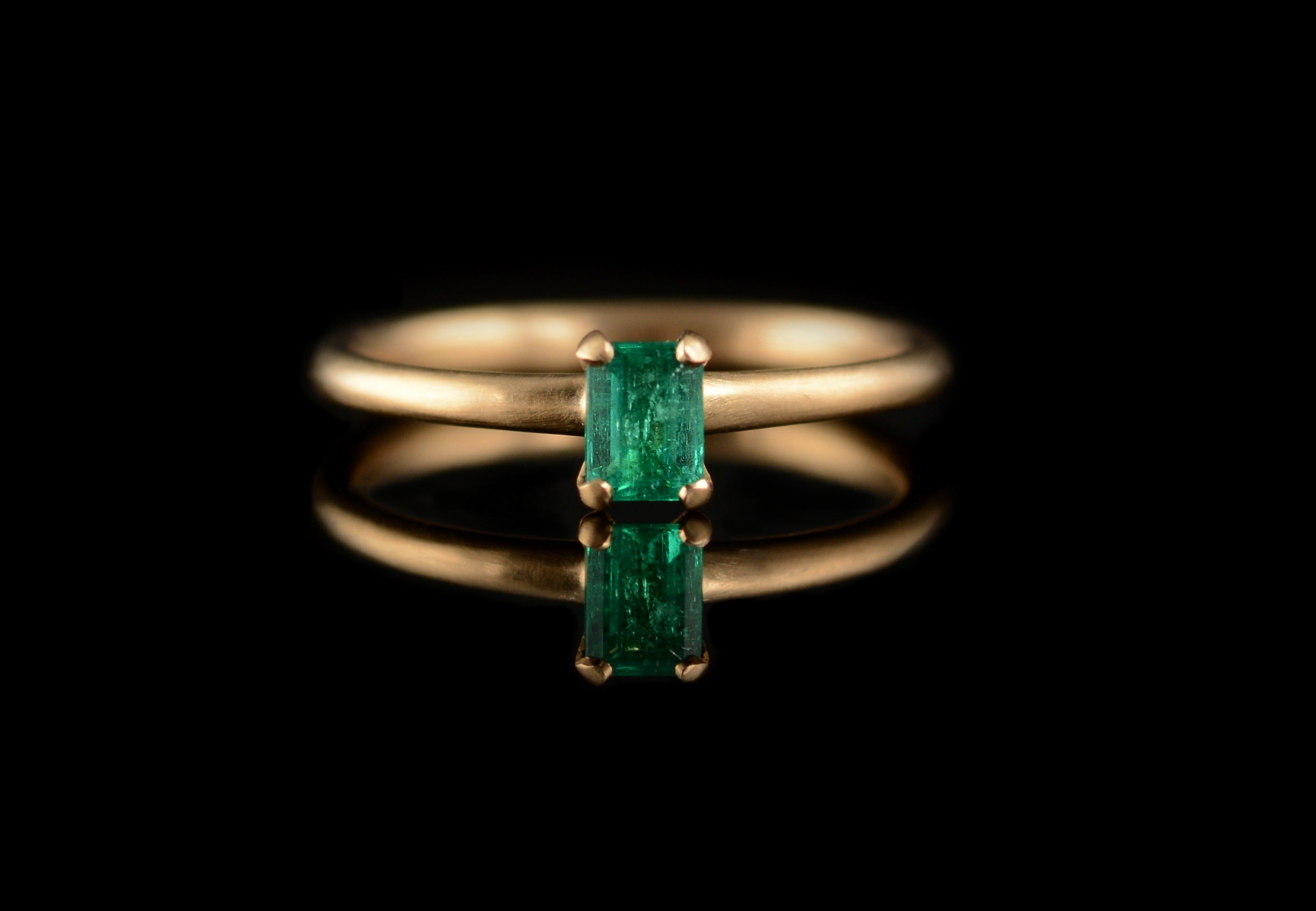 4 claw emerald cut emerald rose gold engagement ring