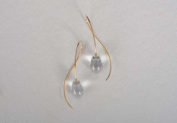 18 carat gold clear quartz drop earrings