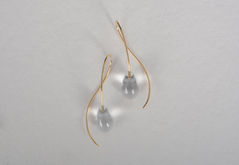 18 carat gold clear quartz drop earrings