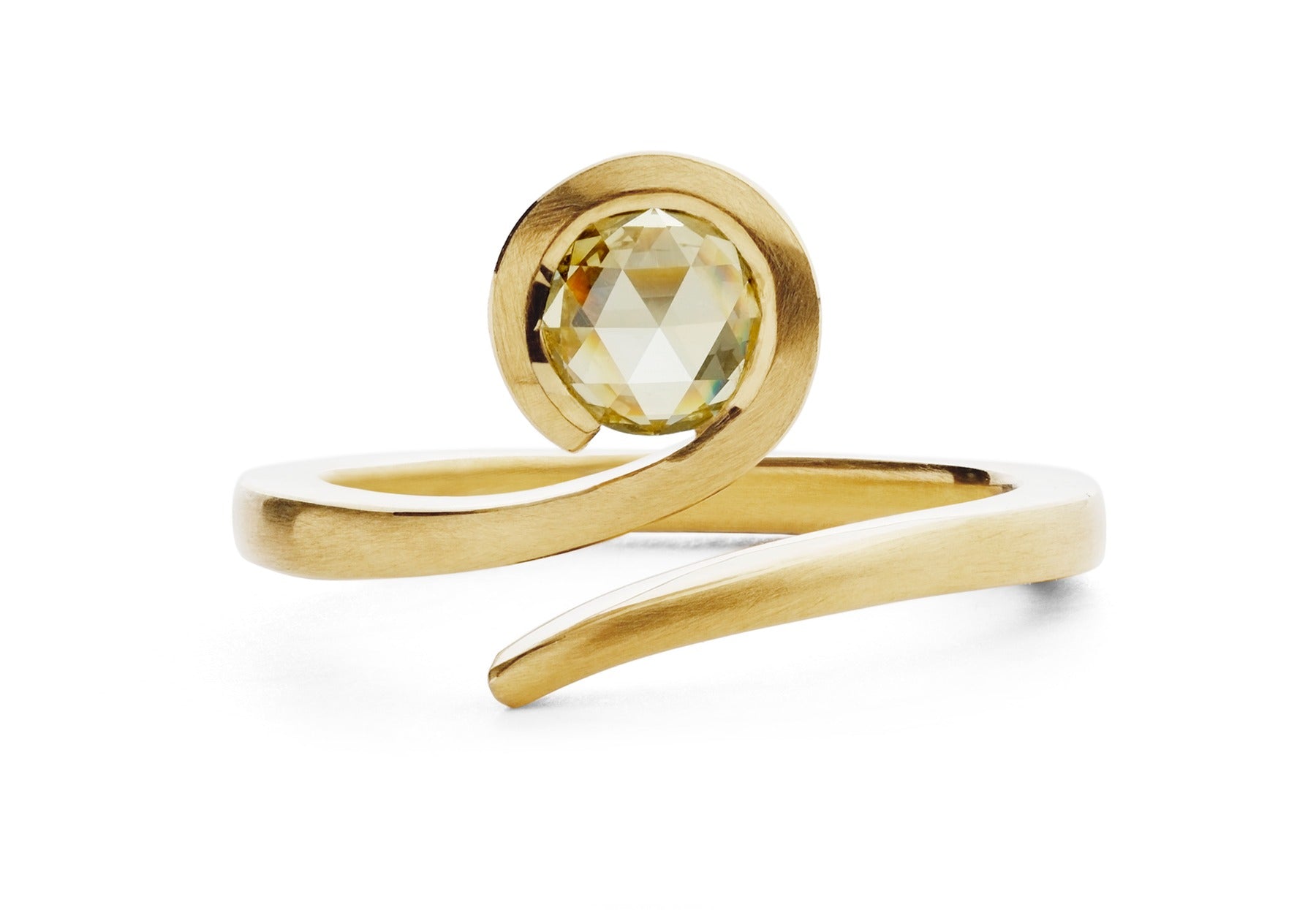 Twist rose cut diamond rose gold engagement ring