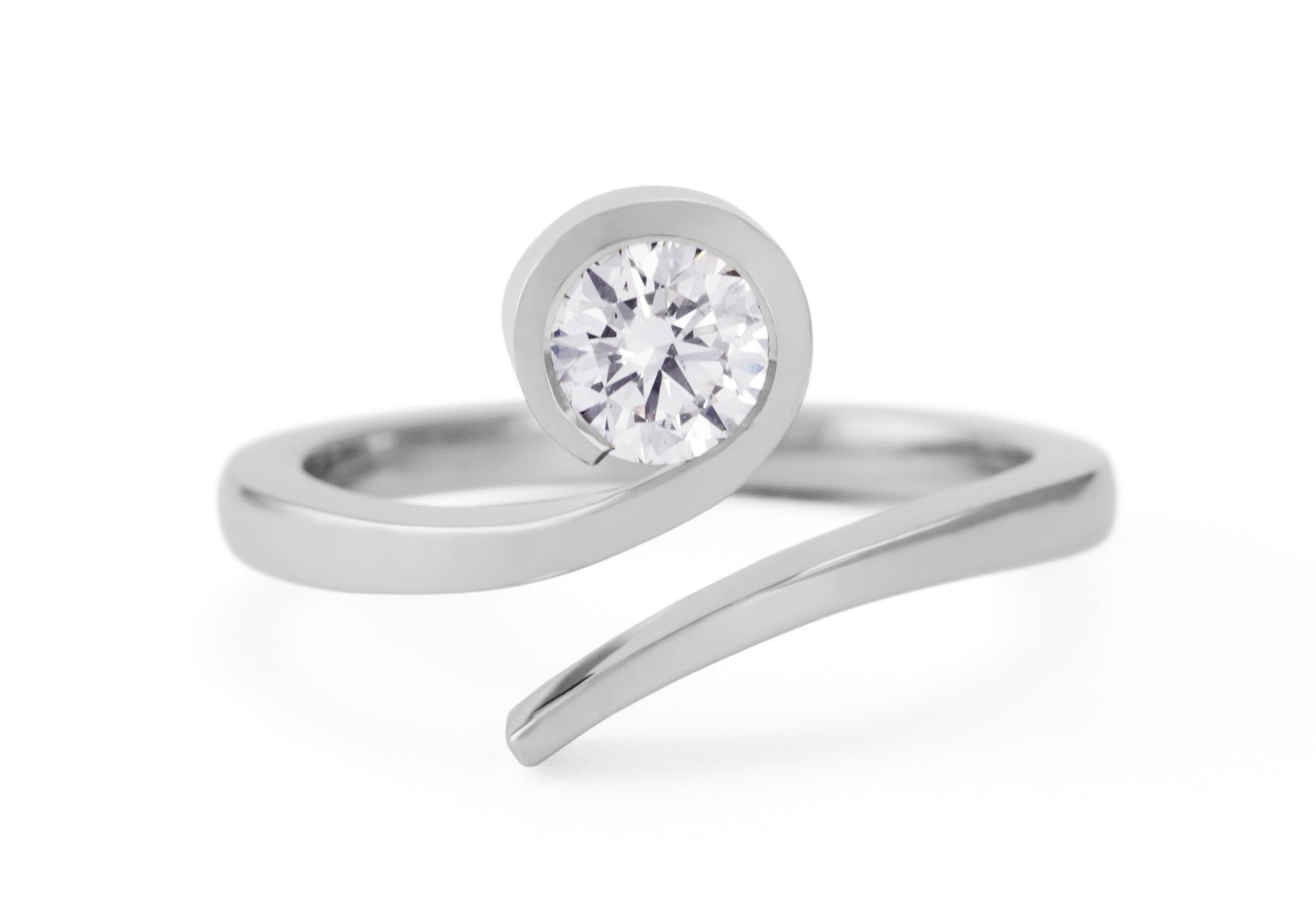 White diamond twist platinum engagement ring