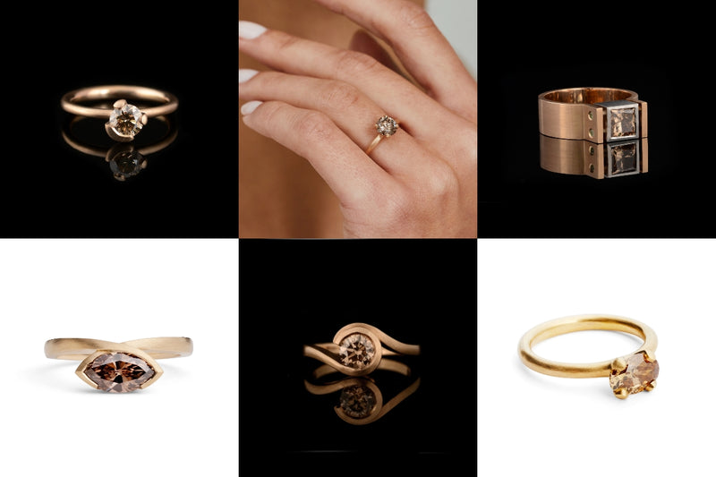 Cognac Diamond engagement rings collage