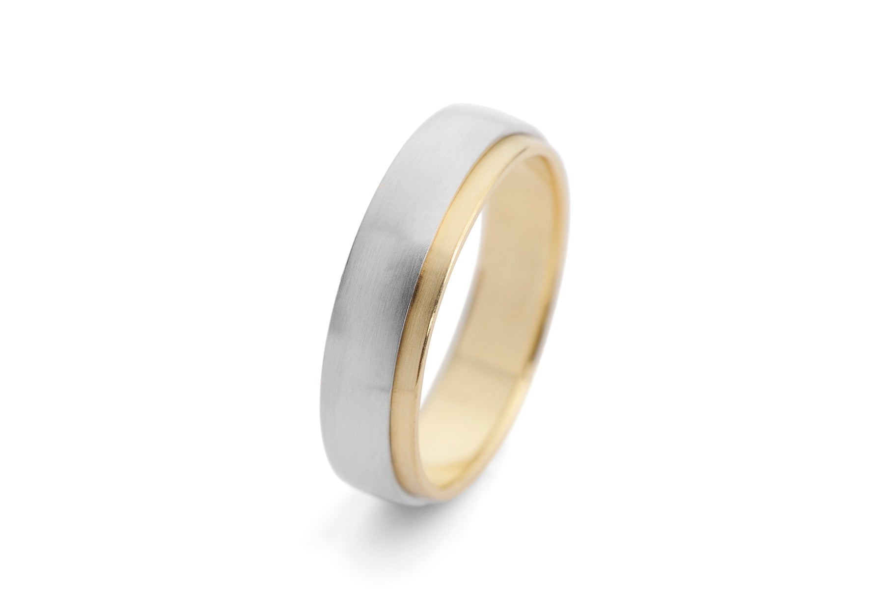 Mixed metals mens wedding ring