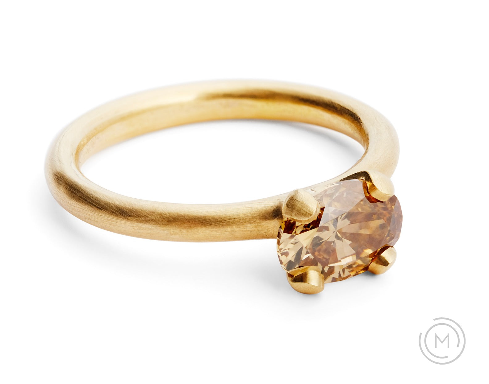 4 claw Cognac diamond and 18ct rose gold engagement ring