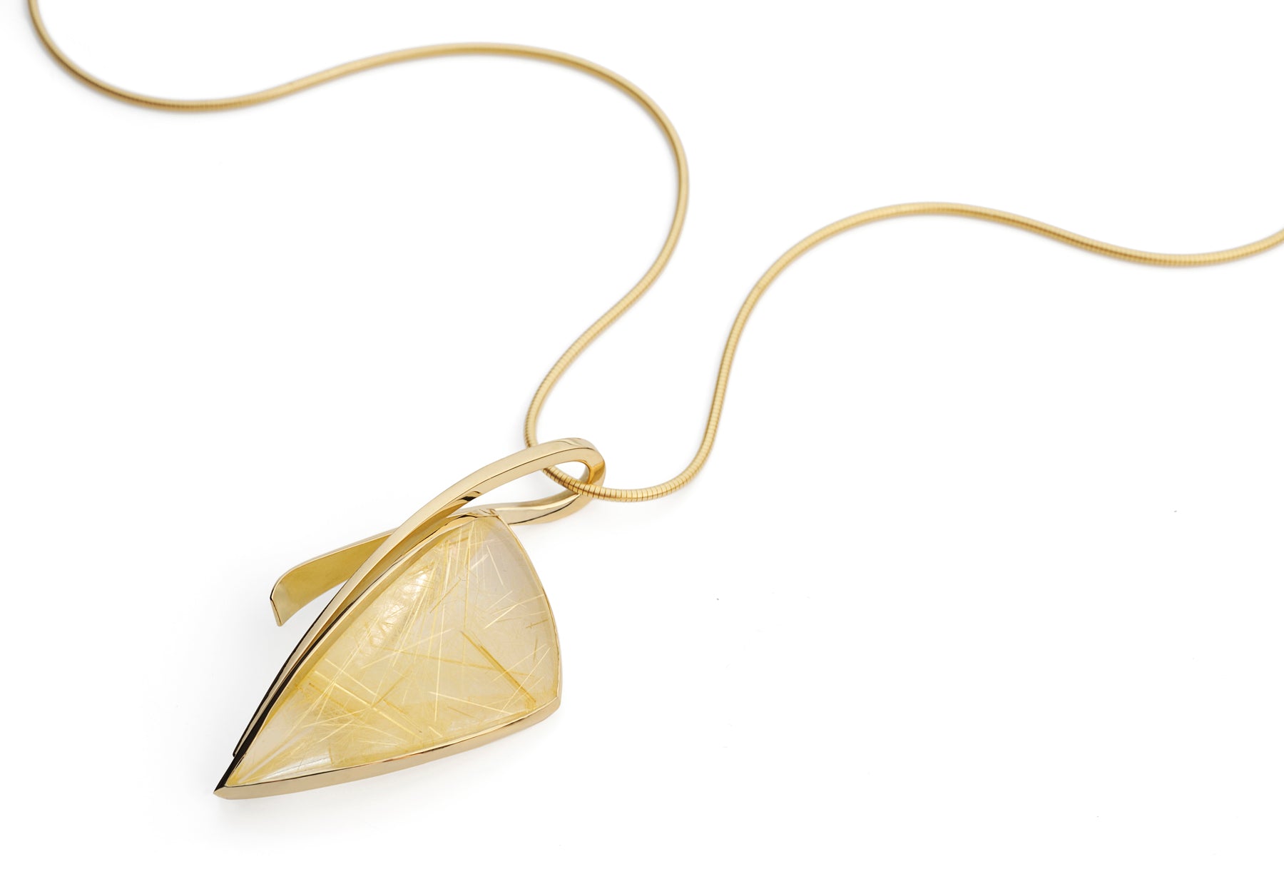 18 carat gold and rutilated quartz pendant-McCaul