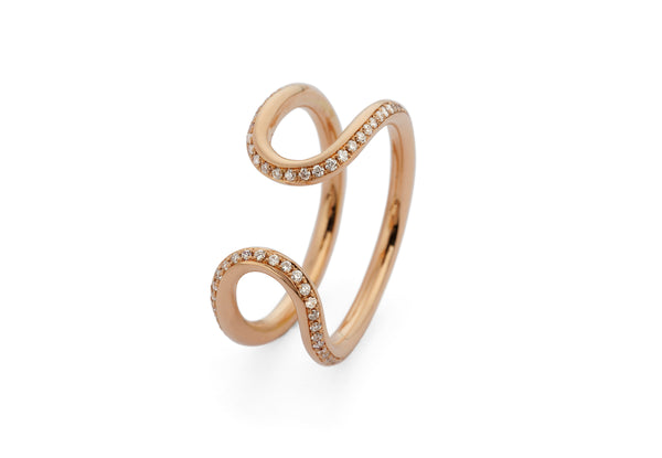 18 carat rose gold pave diamond horseshoe loop ring