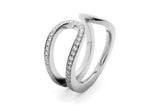 18ct white gold pave diamond open loop ring
