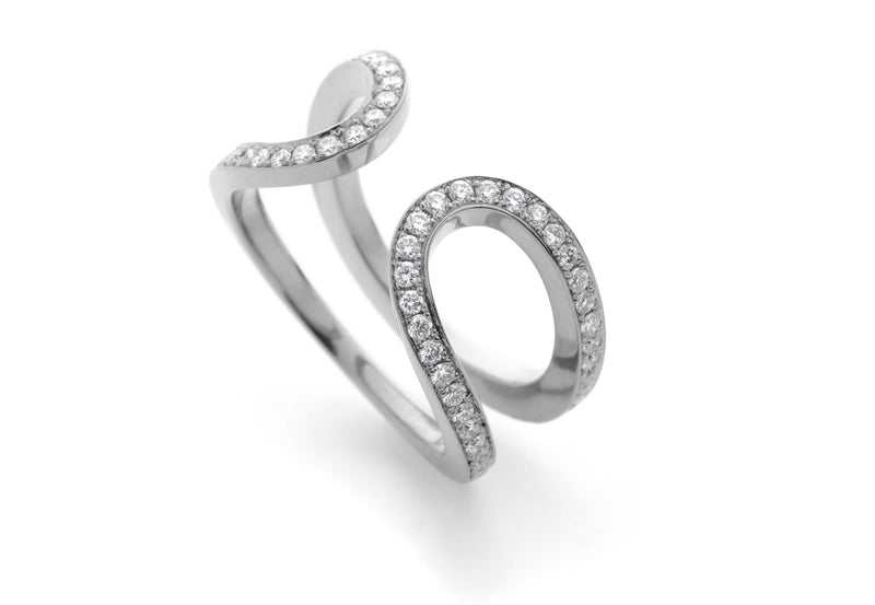 18ct white gold pave diamond horseshoe ring