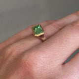 Arris carved rose gold ring with emerald-cut mint tourmaline