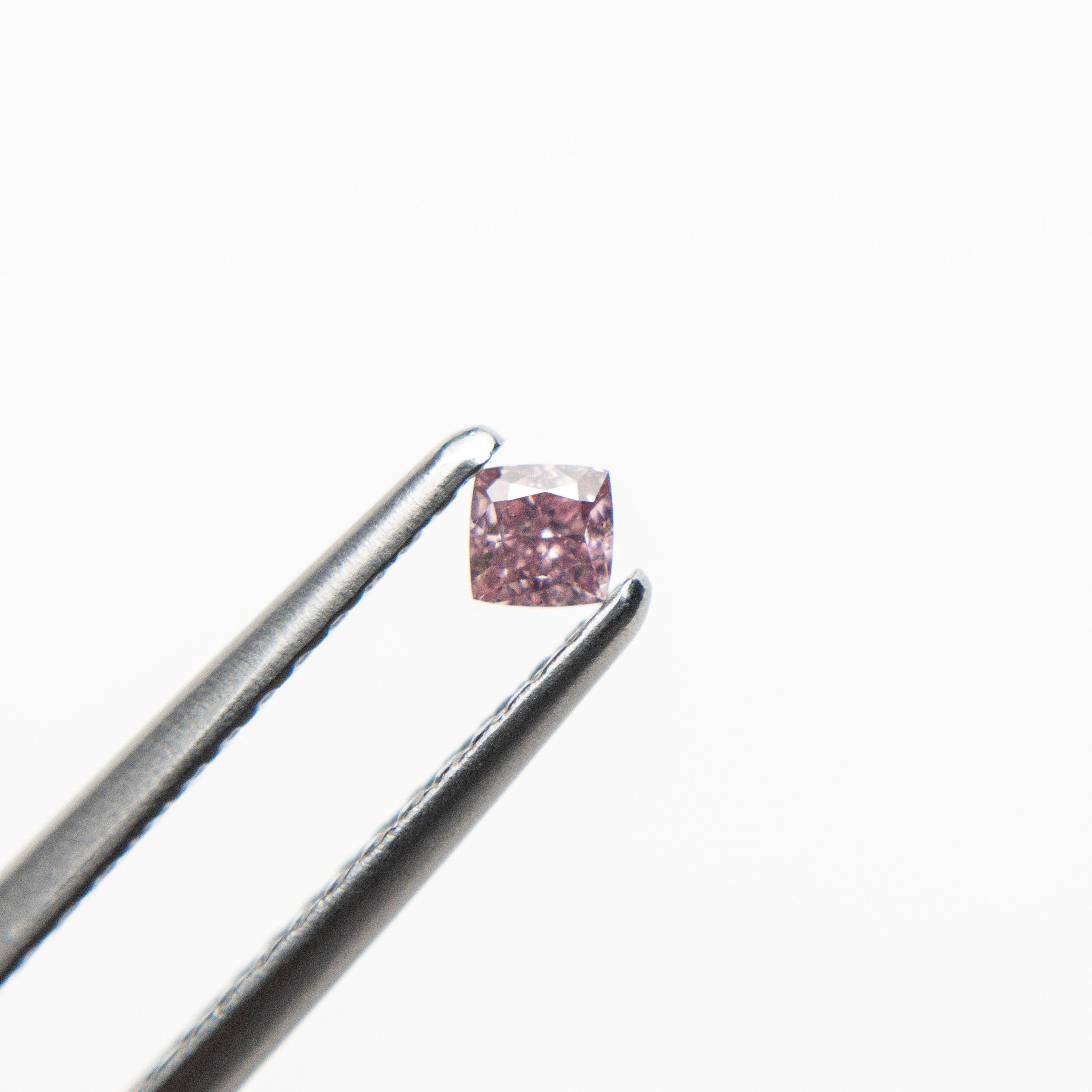 0.09ct 2.38x2.37x1.73mm Argyle Fancy Intense Purple Pink Cushion Brilliant 18680-01 - Misfit Diamonds