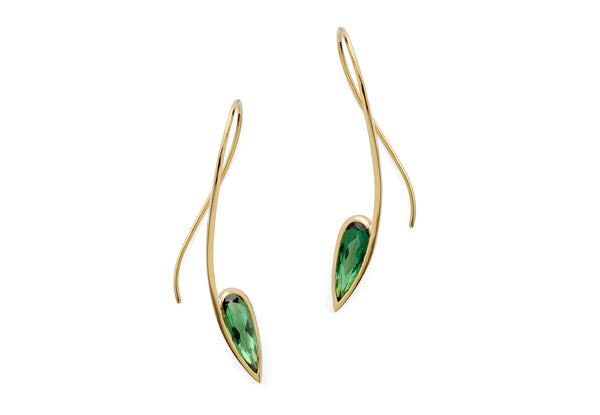 18ct forged gold and green tourmaline earrings-McCaul