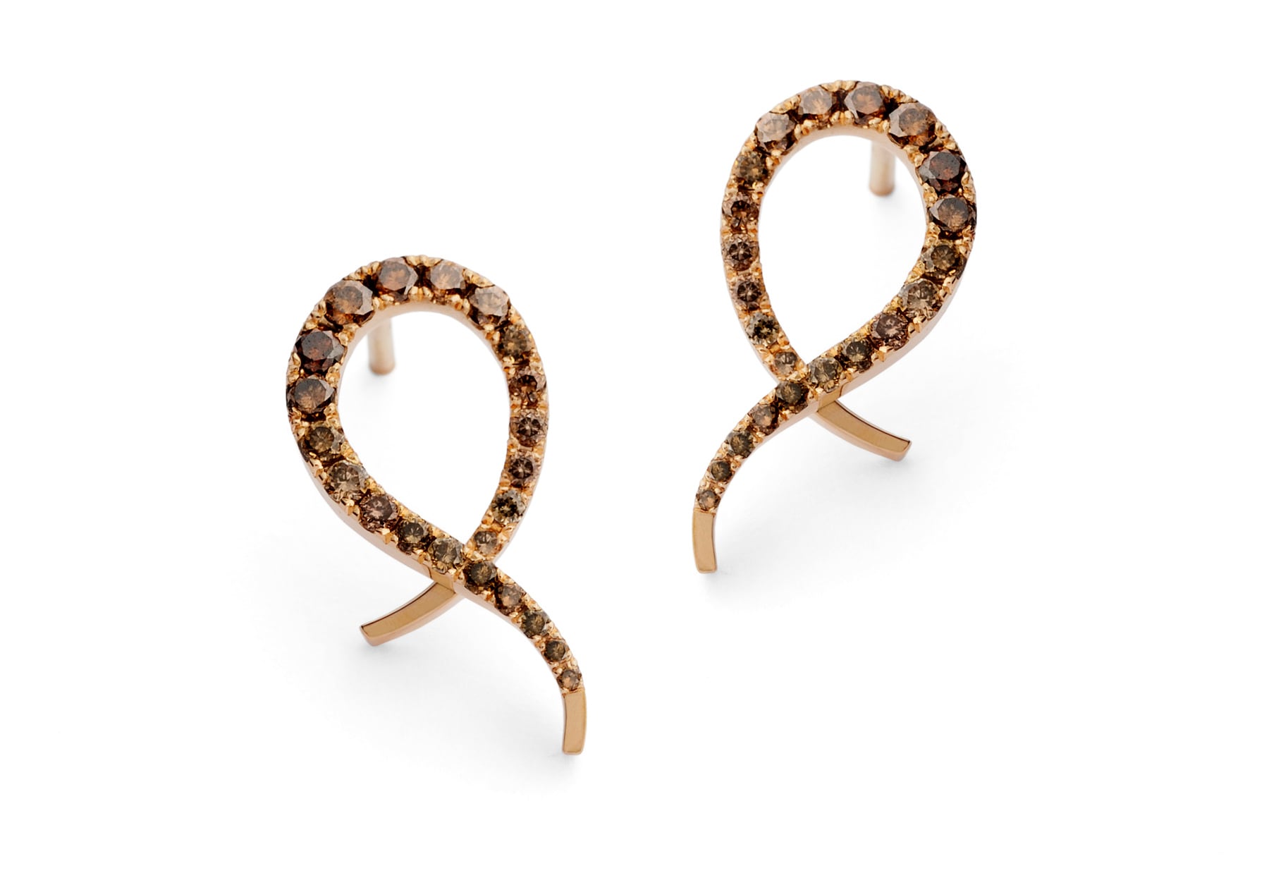 18ct rose gold and cognac diamond studs - McCaul