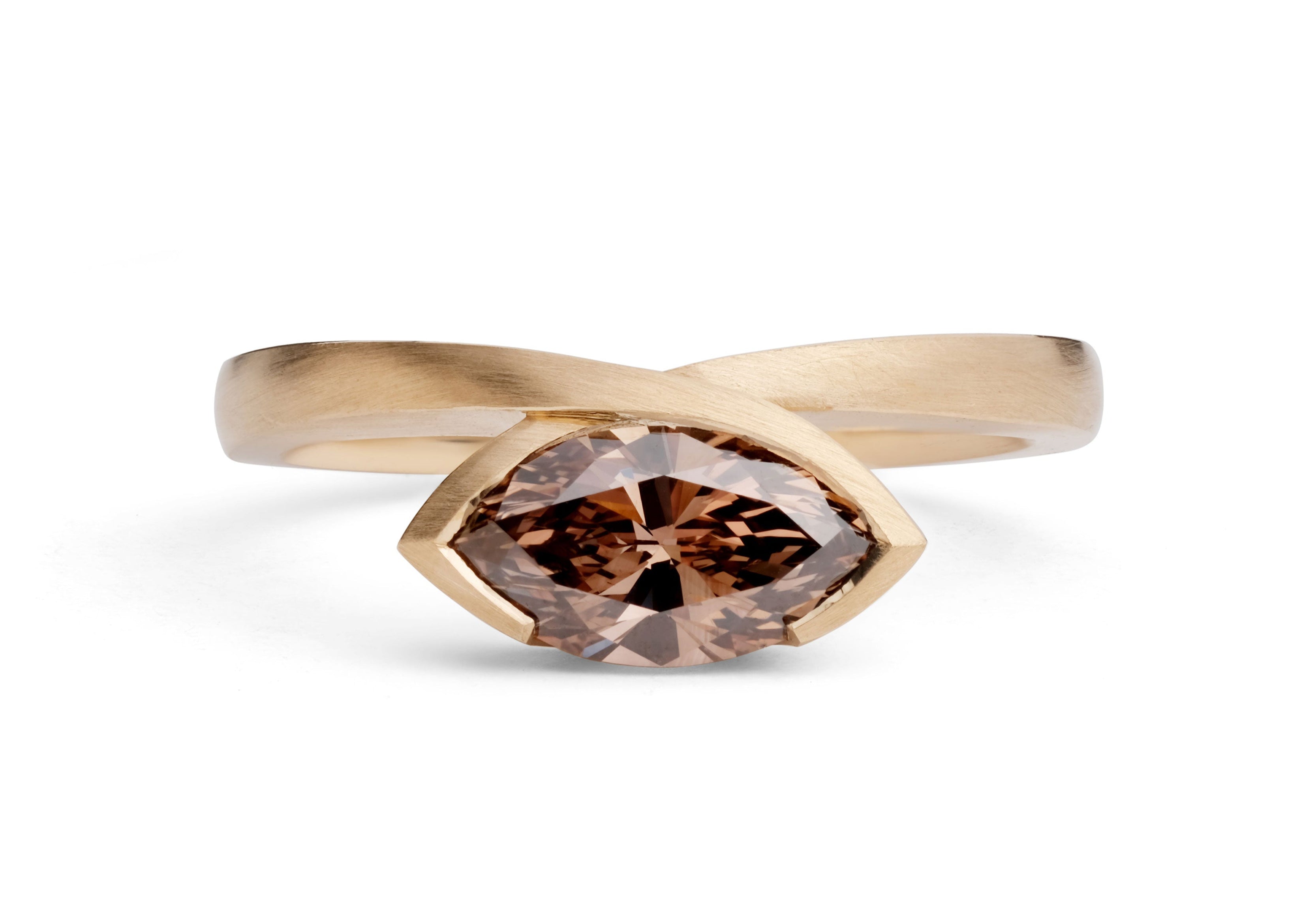 Marquise cognac diamond and rose gold ring-McCaul