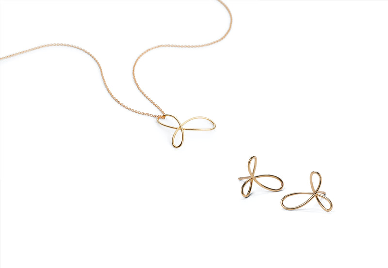 18 carat Gold Trinity Knot Pendant and Earring Set-McCaul