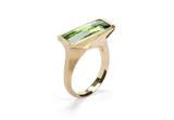 18ct yellow gold and checkerboard green tourmaline Arris ring