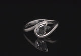 Wave platinum pear shape grey diamond engagement ring